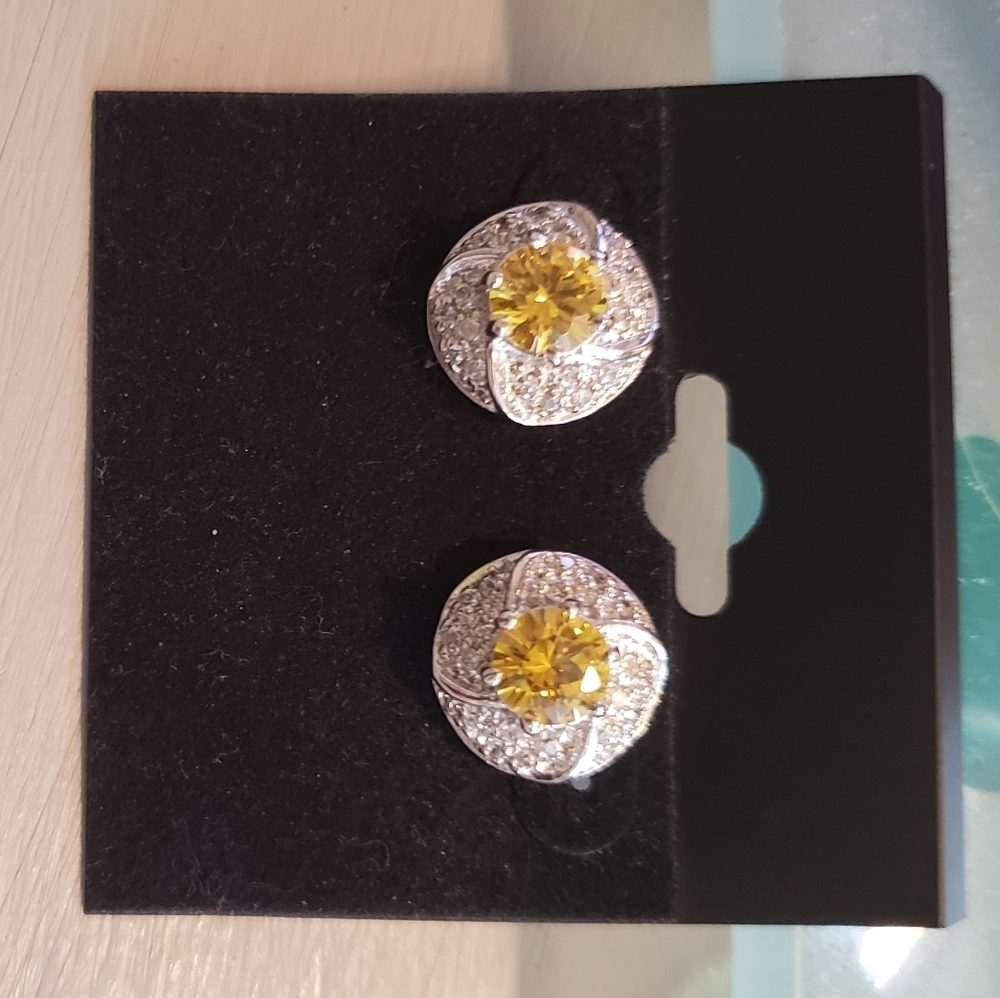 Sterling silver earrings w yellow topaz